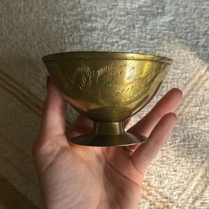 Petite Hand Etched Brass Pedestal Bowl